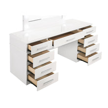 Load image into Gallery viewer, Sarah - 9 Drawer Vanity Desk With Mirror Set - White