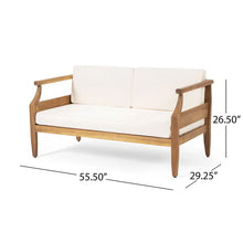 Load image into Gallery viewer, Alluvion - 4 Piece Wood Outdoor Patio Conversation Set With Cream Cushions - Teak / Beige
