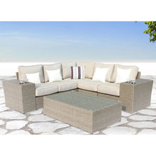 Load image into Gallery viewer, Outdoor Wicker Sectional With Weather Resistant Cushions And Table