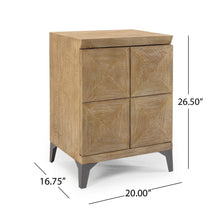 Load image into Gallery viewer, Boho Handcrafted Mango Wood Storage Cabinet With Iron Legs - Sandblasted Oak