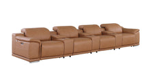 Load image into Gallery viewer, Italian Leather Reclining Metal USB Sofa (720417) - Chestnut