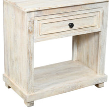 Load image into Gallery viewer, 28" Solid Wood Distressed One Drawer Nightstand - White