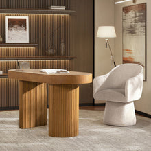 Load image into Gallery viewer, Jesse - Single Drawer Fluted Oval Console Desk - Honey Brown