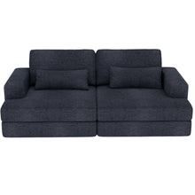 Load image into Gallery viewer, Chenille Modular Stainless Steel Sleeper Sofa With Toss Pillows - Blue