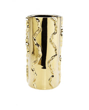 Load image into Gallery viewer, Cylinder Table Vase With Sculptural Details - Gold