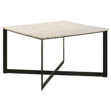 Load image into Gallery viewer, Volz - Square Coffee Table With Crisscross Base - White Marble
