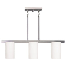 Load image into Gallery viewer, Three Light Metal Dimmable Chandelier With Shades - Nickel / White