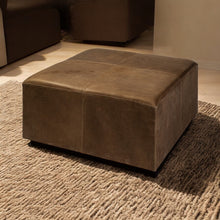 Load image into Gallery viewer, Faux Leather Cube Ottoman - Brown