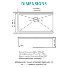 Load image into Gallery viewer, Undermount Workstation Kitchen Sink Stainless Steel Single Bowl