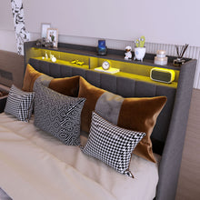 Load image into Gallery viewer, Bed With LED Lights, 4 Drawers, Winged Headboard Upholstered