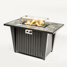Load image into Gallery viewer, Morden Steel Fire Pit Table With Marble Tile Tabletop, Glass Wind Guard And Lid
