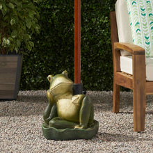 Load image into Gallery viewer, Charming Frog Prince Umbrella Base With Concrete Design - Green