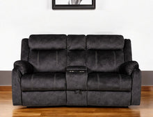 Load image into Gallery viewer, Microfiber Manual Reclining Loveseat With Storage - Dark Gray