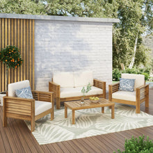 Load image into Gallery viewer, Acacia Wood Loveseat And Coffee Table Set With Cushions