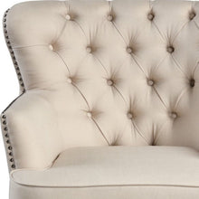 Load image into Gallery viewer, 35" Fabric Tufted Wingback Chair - Beige / Black