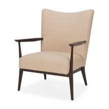Load image into Gallery viewer, Boucle Solid Wood Wingback Chair - Beige / Dark Brown