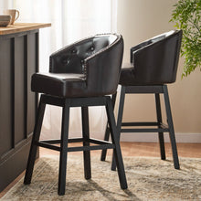 Load image into Gallery viewer, 360 Degree Swivel Bar Stool With Stunning Nailhead Trim (Set of 2)