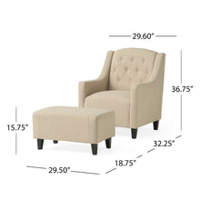Load image into Gallery viewer, Elegant Upholstered Armchair With Ottoman Set - Beige