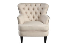 Load image into Gallery viewer, 35" Fabric Tufted Wingback Chair - Beige / Black