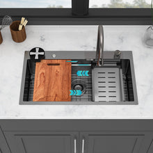 Load image into Gallery viewer, 33" Stainless Steel Single Bowl Kitchen Sink With Waterfall Flow