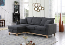 Load image into Gallery viewer, Colton - Reversible Sleeper Sectional Sofa With Storage Chaise - Dark Gray