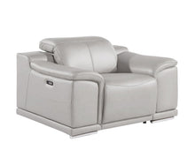 Load image into Gallery viewer, Genuine Leather Wall Hugger Power Recliner With USB - Ash Gray