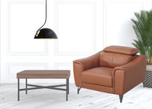 Load image into Gallery viewer, Genuine Leather And Silver Solid Color Lounge Chair - Brown