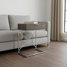 Load image into Gallery viewer, Wood And Metal End Table With Drawer - Silver And Taupe