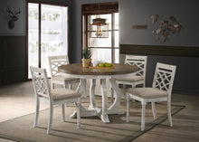 Load image into Gallery viewer, Havanna - 5 Piece Wide Round Dining Table With Off White Chairs (Set of 5) - Vintage Walnut