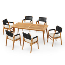 Load image into Gallery viewer, Outdoor 7 Piece Dining Set With Rope Woven Armchairs