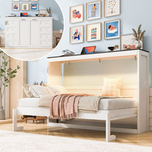 Load image into Gallery viewer, Murphy Bed With LED Light, Foldable Wall Bed Cabinet