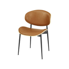 Load image into Gallery viewer, Upholstered Faux Leather Curved Back Dining Side Chairs (Set of 2) - Light Brown