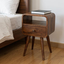 Load image into Gallery viewer, 22" Solid Wood Square One Drawer Nightstand - Chestnut