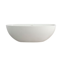 Load image into Gallery viewer, 65.2" Freestanding Solid Surface Soaking Bathtub For Bathroom - Matte White