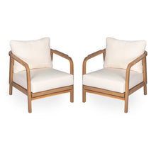 Load image into Gallery viewer, Outdoor Lounge Chair With Woven Backrest, Solid Wood Frame, Comfortable Cushions