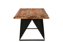Load image into Gallery viewer, 80" Solid Wood And Iron Live Edge Dining Table - Brown