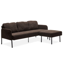Load image into Gallery viewer, Modern L Shaped 3 Seater Sofa With Ottoman, Upholstered Couch For Small Spaces