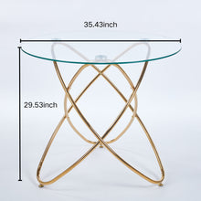 Load image into Gallery viewer, Metal Leg Dining Table With Tempered Glass Top