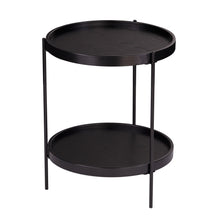 Load image into Gallery viewer, Manufactured Wood And Iron Round End Table With Shelf - Black