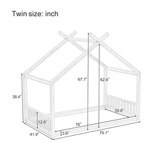 Load image into Gallery viewer, Montessori Style House Bed For Kids, Floor Bed Frame With Headboard And Footboard