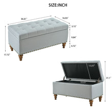 Load image into Gallery viewer, Upholstered Ottoman With Storage And Rivet Trim