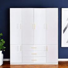 Load image into Gallery viewer, 74" Carved Geometric Six Door Three Drawer Combo Dresser - White