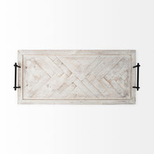 Load image into Gallery viewer, 35" Wood Indoor Outdoor Tray With Handles - White / Natural