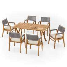 Load image into Gallery viewer, Outdoor Rustic Patio Acacia Bistro Set With Cushions