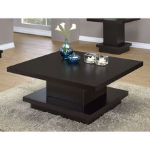 Load image into Gallery viewer, Square Coffee Table With Geometric Design And Storage Shelf - Cappuccino