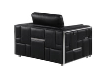 Load image into Gallery viewer, Metallic Top Grain Leather Club Chair - Black And Silver