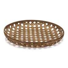 Load image into Gallery viewer, 26" Bamboo Weave Round Wood Vanity Tray - Brown
