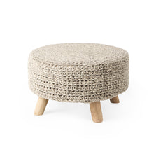 Load image into Gallery viewer, Wool Round Footstool - Gray / Brown