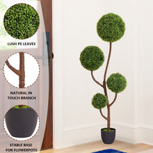 Load image into Gallery viewer, Artificial Boxwood Topiary Tree Triple Ball Shaped Faux Plant 150 Cm - Green