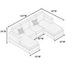 Load image into Gallery viewer, U-Shaped Sectional Set With Cushion Back Armless Chairs Right And Left Arm Chaise